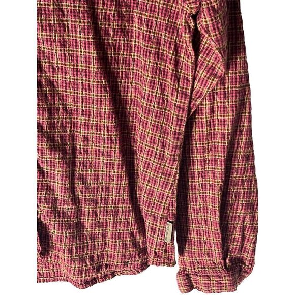 Woolrich Women’s Texured Plaid Button Down Long Sleeve Top Size Medium - Picture 6 of 7